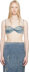 Diesel Ruffle Denim Top Adjustable Straps In 01