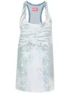 Diesel Mini Abito In Denim Stampato Donna In Blue