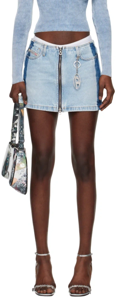 Diesel Blue De-ron-s4 Denim Miniskirt In 1