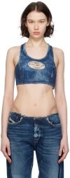 Diesel Blue Crop Top In Cotton Blend In 01
