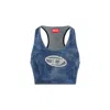 Diesel Denim Crop Top With Jewel Buckle In Blue