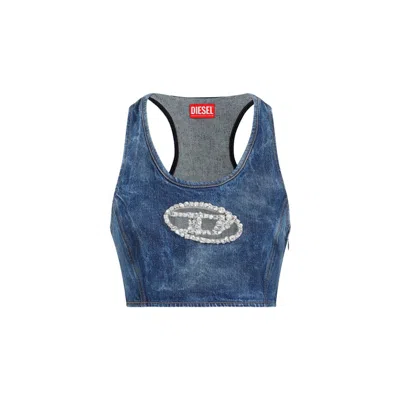 DIESEL DIESEL BLUE DENIM COTTON TOP