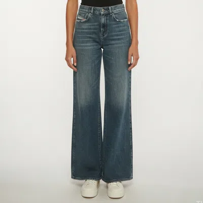 Pre-owned Diesel Blue Denim Distressed Wide Leg Jeans S /waist 25"