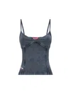 Diesel Womens 01a T-ony Denim-effect Stretch-cotton Jersey Cami Top In Blue