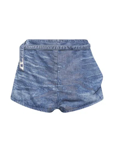 Diesel Blue Denim Satin De-drex-fsi1 Shorts