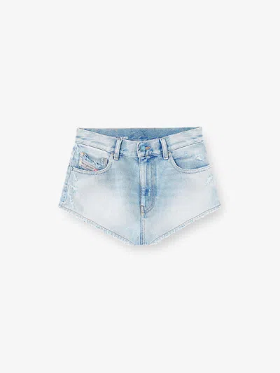 Diesel Blue Denim Shorts With Destroyed Effect