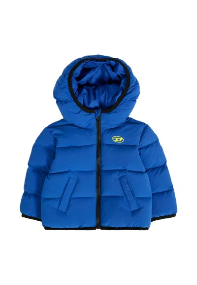 Diesel Blue Down Jacket For Baby Boy With Logo