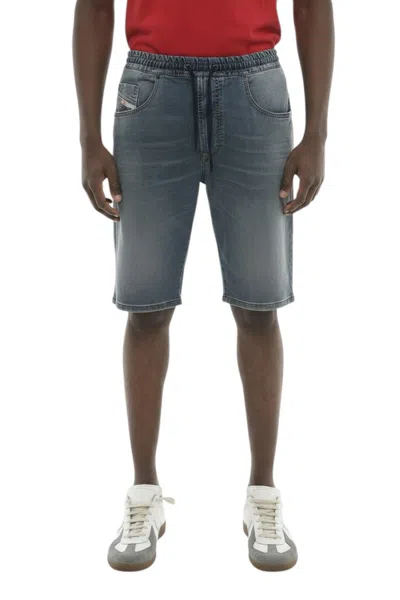 Diesel Blue Drawstring Shorts In Red