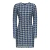 Diesel Women Light Blue Houndstooth Denim M-halma Minidress In Blue