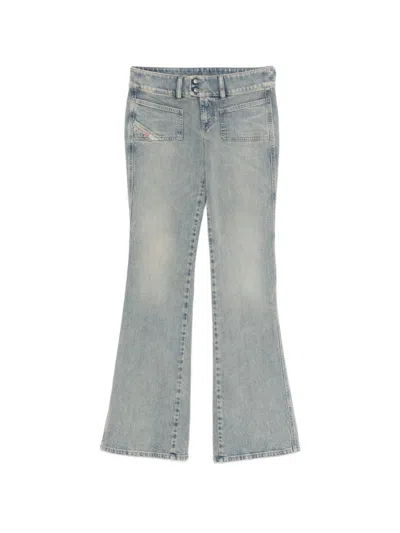 Diesel Blue Flared High Rise Jeans In Multi