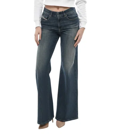 DIESEL BLUE FLARED MID RISE JEANS