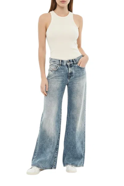 Diesel Blue Flared Mid Rise Jeans