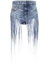 Diesel Blue Five-pocket Shorts With Fringes On The Edges In Sky Blue