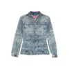 Diesel Fitted Jacket In Lasered Cotton-hemp Denim In Blue