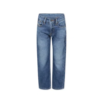 Diesel Kids' Blue Jeans For Boy With Logo In Denim