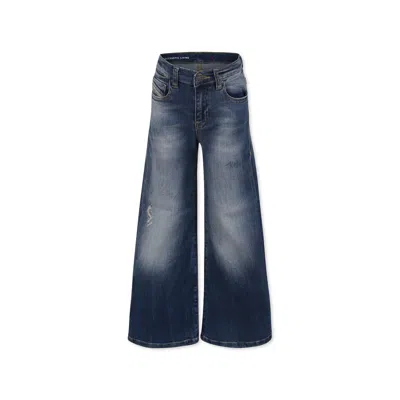 Diesel Kids' Blue Jeans For Girl With Logo In Denim