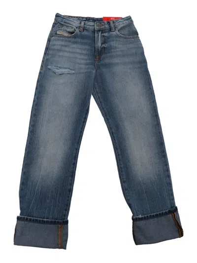 Diesel Kids' Blue Jeans With Cuffs