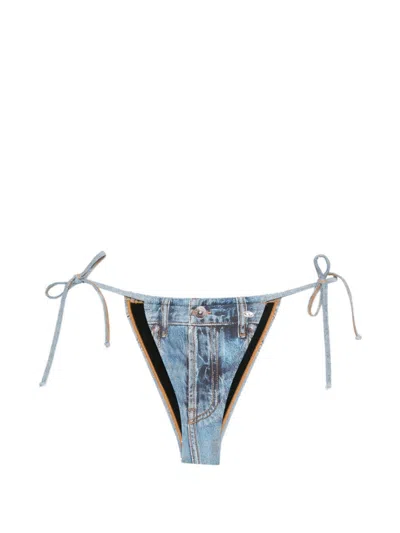 Diesel Blue Logo Tie Bikini Bottom In Multi