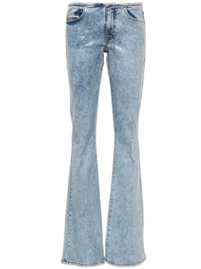 Diesel Blue Low Rise Sequin Flared Jeans