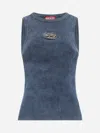 Diesel Ribbed Sleeveless Top With Distinctive Logo Detail