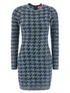 Diesel Women Light Blue Houndstooth Denim M-halma Minidress In Blue