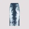 Diesel Blue Midi Skirt In Devor Metallic Knit In Blue