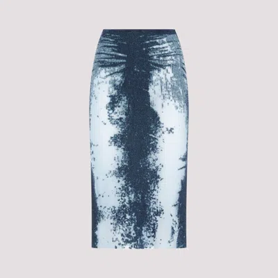 DIESEL BLUE MIDI SKIRT IN DEVOR METALLIC KNIT