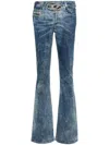 Diesel Crystal Logo Washed Flared Jeans In Blue