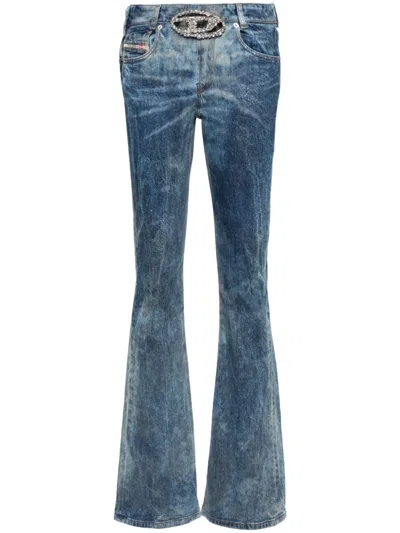 Diesel Blue Oval D Buckle Flared Jeans