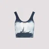 Diesel Cropped Ribbed Tank Top In Blue
