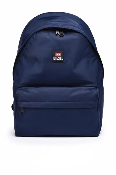 Diesel Blue Polyamide Polyester Backpack In Black