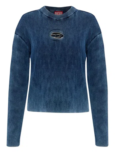 Diesel Blue Ribbed Knit Cotton Sweater