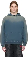Diesel 'boxt-hood' Blue Hoodie With Fixed Hood And Oval D Logo Embroidery On The Front In 1