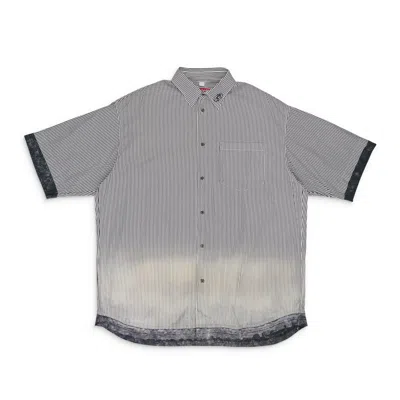 Diesel Blue S-trax Striped Short Sleeve Button-down Shirt In Gray