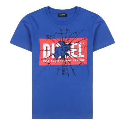 Diesel Kids' Blue Shatter Logo T-shirt