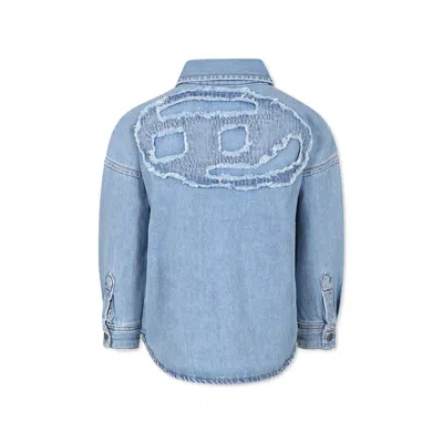 Diesel Kids' Blue Shirt For Boy With Logo In Denim