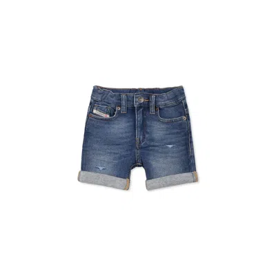 Diesel Blue Shorts For Baby Boy With Logo In Denim