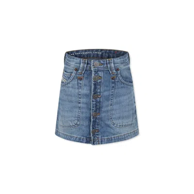 Diesel Kids' Blue Skirt For Girl With Logo In Denim