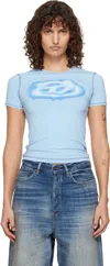 Diesel Blue Slim Graffiti-effect Logo T-shirt In Multi