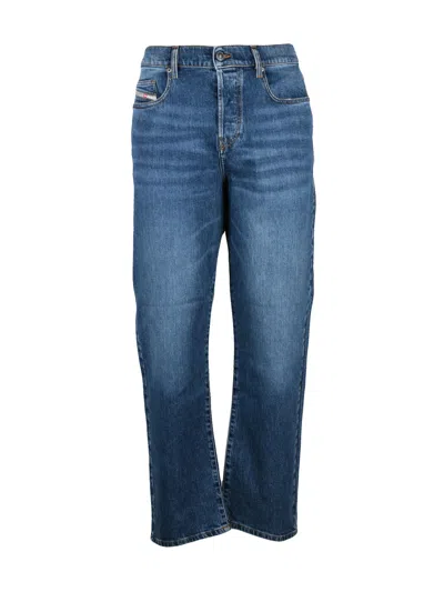 Diesel Blue Straight-fit Faded Jeans