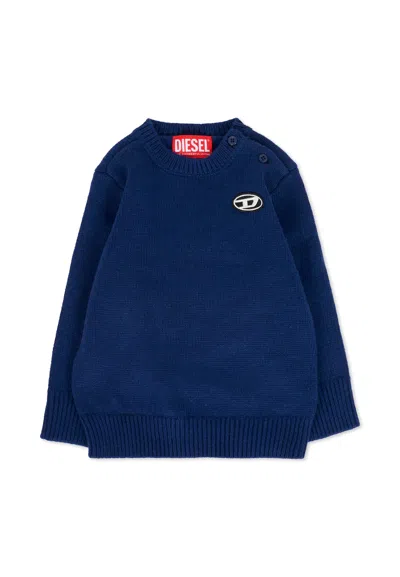 Diesel Blue Sweater For Baby Boy With Logo
