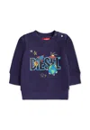Diesel Blue Sweatshirt For Baby Boy With Space Print In Blue