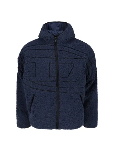 Diesel Blue S-zat Teddy Hooded Zip Sweatshirt