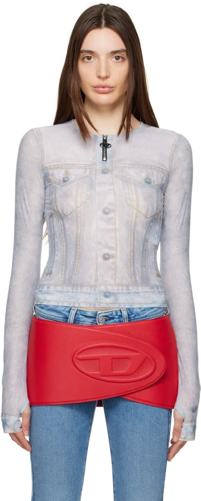 Diesel Blue T-clau Long Sleeve T-shirt In 9bla Pale Denim