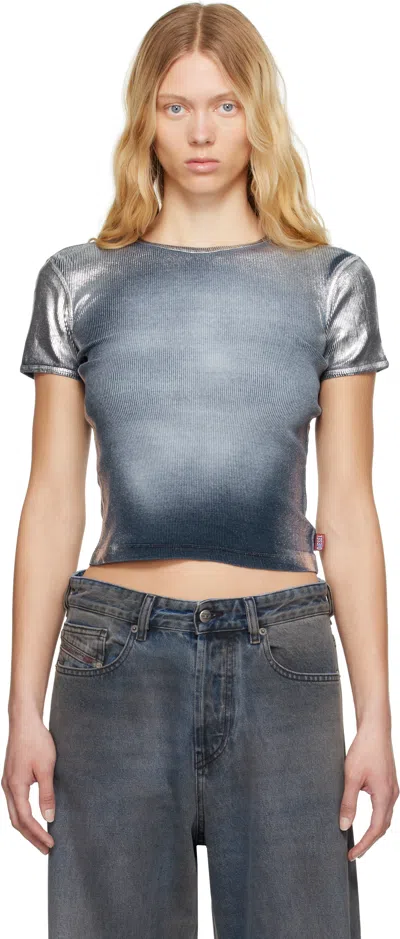 Diesel Ribbed Textured Fitted Top In Blue