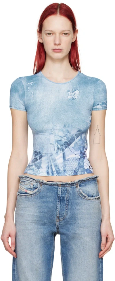 Diesel Abstract-print T-shirt In Blue