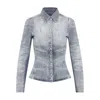 Diesel Shirt In Distressed Honeycomb Denim In Blue