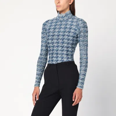 DIESEL DIESEL BLUE/LIGHT GREY PATTERNED TURTLENECK SWEATER