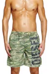 Diesel Board Shorts In Camo Ripstop In Green