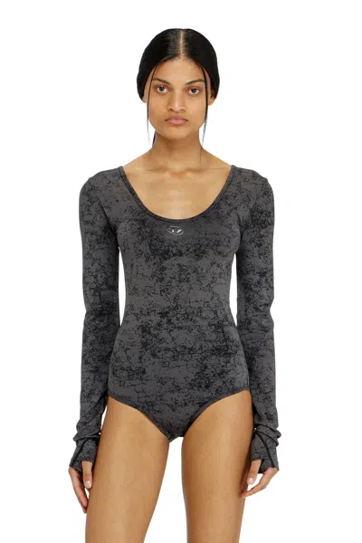 Diesel Black Printed Scoop Neck Top In Brown